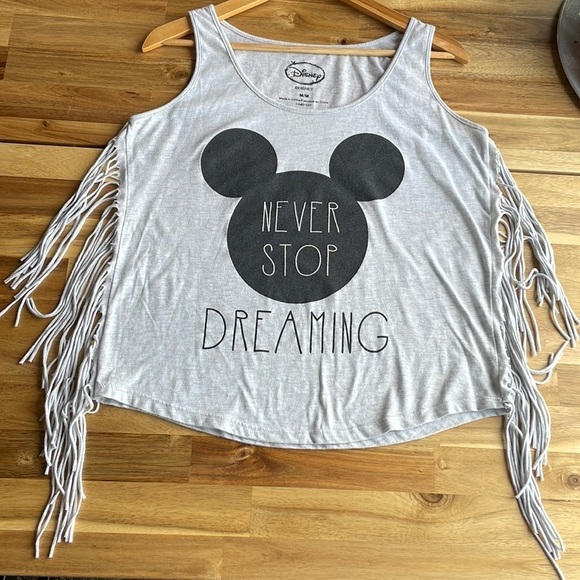 Disney Tops - 𝅺DISNEY Never Stop Dreaming Fringe Tank Size M NWT